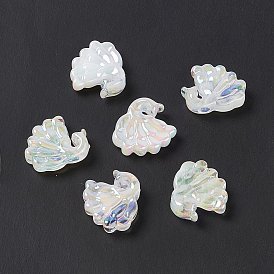 Perles acryliques plaquées, couleur ab , paon