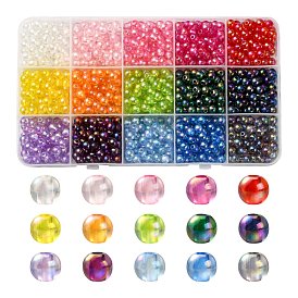 Perles acryliques transparentes, de couleur plaquée ab , ronde
