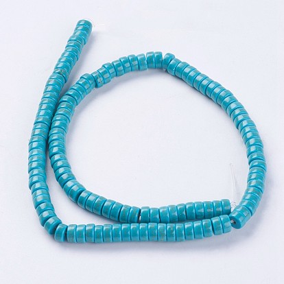 Synthetic Turquoise Beads Strands, Heishi Beads, Flat Round/Disc, Dyed