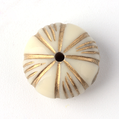 Flat Round Plating Acrylic Beads, Golden Metal Enlaced, 12.5x7mm, Hole: 1mm, about 703pcs/500g