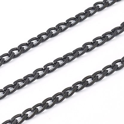 Ion Plating(IP) 304 Stainless Steel Curb Chains, Twisted Chain, Unwelded, with Spool