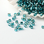 Grade A Glass Seed Beads, Hexagon(Two Cut), Silver Lined