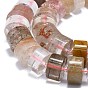 Natural Rutilated Quartz Beads Strands, with Seed Beads, Column