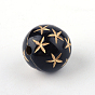 Perles acryliques de placage rondes, métal doré enlaça, 12x12mm, trou: 2 mm, environ 517 pcs / 500 g