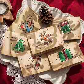 1 Enveloppe de peau de bovin pc, avec 1 carte d'écriture pc et 1 autocollants de sceau de cire adhésifs pc, Noël, rectangle