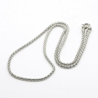 304 Stainless Steel Necklaces, Men Popcorn Chain Necklace, with Lobster Claw Clasps, 17.7 inch(45cm)