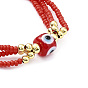 Adjustable Glass & Lampwork Evil Eye Braided Beaded Bracelet for Women