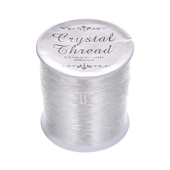 Прозрачный Эластичная кристальная нить, стрейч браслет, круглые, прозрачные, 0.8 мм, около 109.36 ярдов (100 м) / рулон