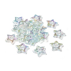 Turquoise Pâle Placage uv perles acryliques irisées arc-en-ciel, étoiles, turquoise pale, 26x27x5mm, Trou: 2mm
