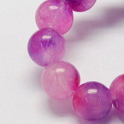 Pearl Pink Two Tone Natural Jade Bead Strands, Dyed, Round, Pearl Pink, 8mm, Hole: 1mm, about 48pcs/strand, 14.9 inch