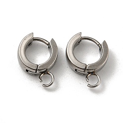Stainless Steel Color 201 Stainless Steel Huggie Hoop Earrings Findings, with Vertical Loop, with 316 Surgical Stainless Steel Earring Pins, Ring, Stainless Steel Color, 11x4mm, Hole: 2.7mm, Pin: 1mm