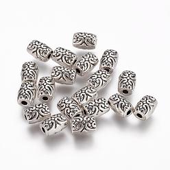 Antique Silver Tibetan Style Alloy Beads, Lead Free & Nickel Free & Cadmium Free, Column, Antique Silver, 7.5x5mm, Hole: 1.5mm.