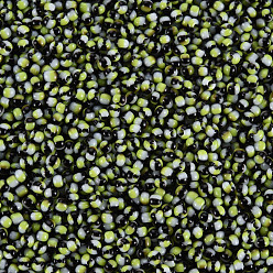 Verde de Amarillo 12/0 perlas de cristal de la semilla, amarillo verdoso, 2 mm, agujero: 0.8 mm