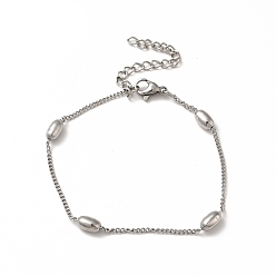 Couleur Acier Inoxydable 304 bracelets de la chaîne de trottoir en acier inoxydable, bracelets de perles ovales pour femmes, couleur inox, 6 pouce (15.2 cm)
