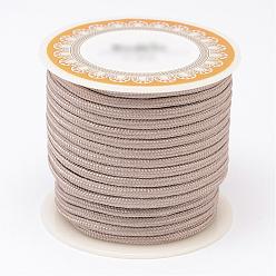 Tan Braided Polyester Cords, Round, Tan, 3mm, about 8.74 yards(8m)/roll