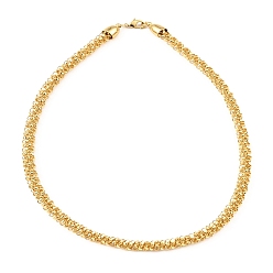 Real 14K Gold Plated Brass Chain Necklaces, Twist Minimalism Necklace, with Lobster Claw Clasp, Real 14K Gold Plated, 17-1/8 inch(43.5cm)