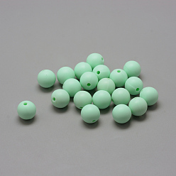 Vert Pâle Perles de silicone écologiques de qualité alimentaire, ronde, vert pale, 12mm, Trou: 2mm
