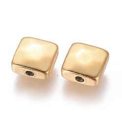 Golden Ion Plating(IP) 304 Stainless Steel Beads, Square, Golden, 8.5x8.5x4mm, Hole: 1.6mm