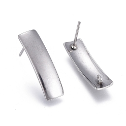 Stainless Steel Color 304 Stainless Steel Stud Earring Findings, with Loop, Rectangle, Stainless Steel Color, 21x6mm, Hole: 1.8mm, Pin: 0.7mm