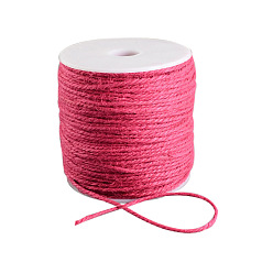Cerise Colored Jute Cord, Jute String, Jute Twine, 3-Ply, for Jewelry Making, Cerise, 2mm, about 109.36 yards(100m)/roll