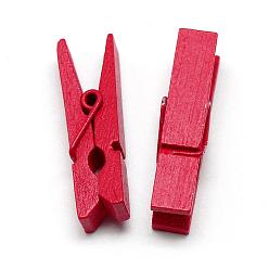 Red Dyed Wooden Craft Pegs Clips, Red, 35x7x10mm