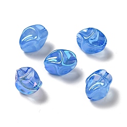 Bleu Royal Placage uv perles acryliques irisées arc-en-ciel, nuggets, bleu royal, 18.5x15x13.5mm, Trou: 1.4mm
