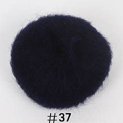 Midnight Blue 25g Angora Mohair Wool Knitting Yarn, for Shawl Scarf Doll Crochet Supplies, Midnight Blue, 1mm