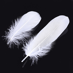 White Goose Feather Costume Accessories, Dyed, White, 135~165x38~48mm, about 500pcs/bag