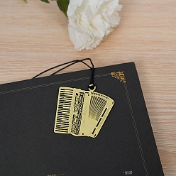 Accordion Brass Bookmarks with Tassel, Musical Note Bookmark for Music Lover, Golden, Accordion, Packing: 116x56mm