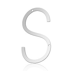 Letter S 201 Stainless Steel Links connectors, Letter, Stainless Steel Color, Letter.S, 37x19.5x1mm, Hole: 1mm