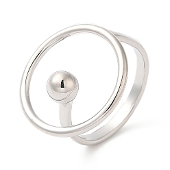 Платинированный Латунное кольцо, открытое кольцо-манжета для женщин, Реальная платина, внутренний диаметр: 18.4 мм