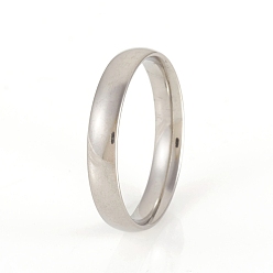 Stainless Steel Color 201 Stainless Steel Plain Band Rings, Stainless Steel Color, US Size 10(19.8mm), 4mm