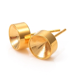 Golden 304 Stainless Steel Stud Earring Settings, Rhinestone Settings, for Pointed Back Rhinestone, Golden, 8mm, Pin: 0.8mm, Fit for 7mm Rhinestone