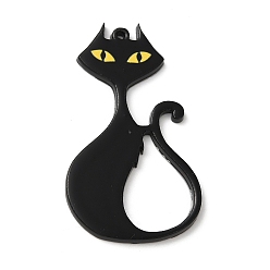 Negro Colgante de acrílico, dije con forma de gato, negro, 53x30x2 mm, agujero: 1.5 mm