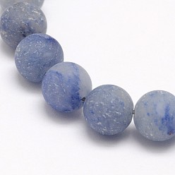 Aventurine Bleue Naturelles aventurine bleu perles rondes brins, givré, 4mm, Trou: 1mm, Environ 92 pcs/chapelet, 15.5 pouce