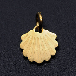 Golden 201 Stainless Steel Charms, with Jump Rings, Shell, Golden, 10x9.5x1mm, Hole: 3mm