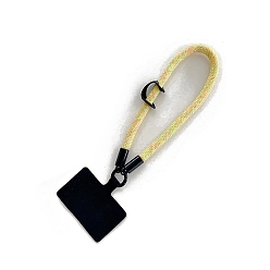 Yellow Polyester Mobile Straps, Anti-lost Cell Phone Lanyards, with Zinc Alloy Finding, Mobile Decoration, Yellow, 30cm