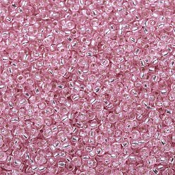 (RR1350) Окрашенное серебро на Подкладке Светло-розовый Миюки круглые бусины рокайль, японский бисер, 11/0, (rr 1350) окрашенный в серебристый цвет светло-розовый, 2x1.3 мм, отверстия : 0.8 mm, около 50000 шт / фунт