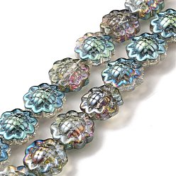 Turquoise Pâle Transparentes perles de verre de galvanoplastie brins, arc-en-ciel plaqué, tournesol, turquoise pale, 15x9mm, Trou: 1mm, Environ 44~45 pcs/chapelet, 25.20~25.98 pouce (64~66 cm)