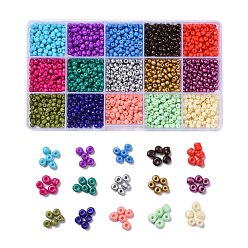 Mixed Color 180G 15 Colors Baking Paint Glass Seed Beads, Round, Mixed Color, 6/0, 4~5x2.5~4.5mm, Hole: 1.2~1.5mm, 12g/color