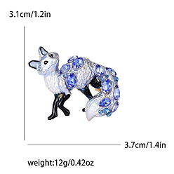Lavender Alloy Brooches, Enamel Rhinestone Pin, Jewely for Women, Fox, Lavender, 31x37mm