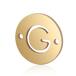Letter G Titanium Steel Links connectors, Flat Round with Letter, Golden, Letter.G, 12x0.8mm, Hole: 0.8mm