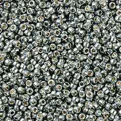 (PF565) PermaFinish Silver Grey Metallic TOHO Round Seed Beads, Japanese Seed Beads, (PF565) PermaFinish Silver Grey Metallic, 15/0, 1.5mm, Hole: 0.7mm, about 3000pcs/bottle, 10g/bottle