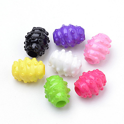 Mixed Color Bumpy Opaque Acrylic Large Hole Beads, Oval, Mixed Color, 16x13mm, Hole: 5mm, about 485pcs/500g