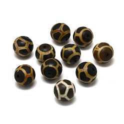 Tibetan Agate Tibetan Style Turtle/Tortoise Shell dZi Beads, Natural Agate Beads, Round, 14mm, Hole: 1.4mm
