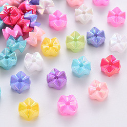 Mixed Color Opaque Acrylic Beads, Dyed, AB Color, Flower, Mixed Color, 9x5.5mm, Hole: 1.6mm, about 2170pcs/500g