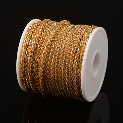 Golden Ion Plating(IP) 304 Stainless Steel Wheat Chains, Foxtail Chain, Unwelded, with Spool, Golden, 5x3x1mm, about 32.8 Feet(10m)/roll