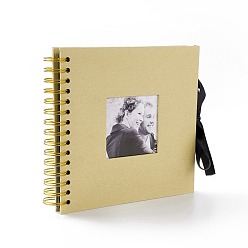 Blé 8 livre de mémoire de scrapbooking d'album photo de bricolage de carton de pouce, 60 pages noires album photo collé à la main, avec fenêtre et ruban, blé, 23x20.6x1.8~3 cm, 30 feuilles/livre