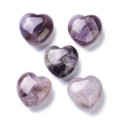 Amatista Piedra de amor de corazón de amatista natural, piedra de palma de bolsillo para el equilibrio de reiki, 29.5x30x14.5 mm