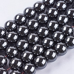 Non-magnetic Hematite Non-Magnetic Synthetic Hematite Beads Strands, Round, 6mm, Hole: 1mm, about 65pcs/strand, 15.5 inch